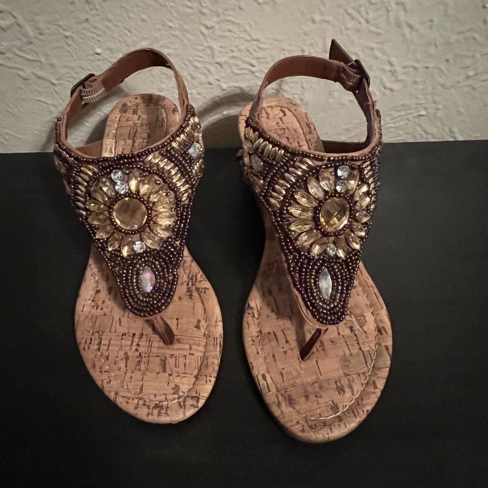 Embellished Brown Sandals